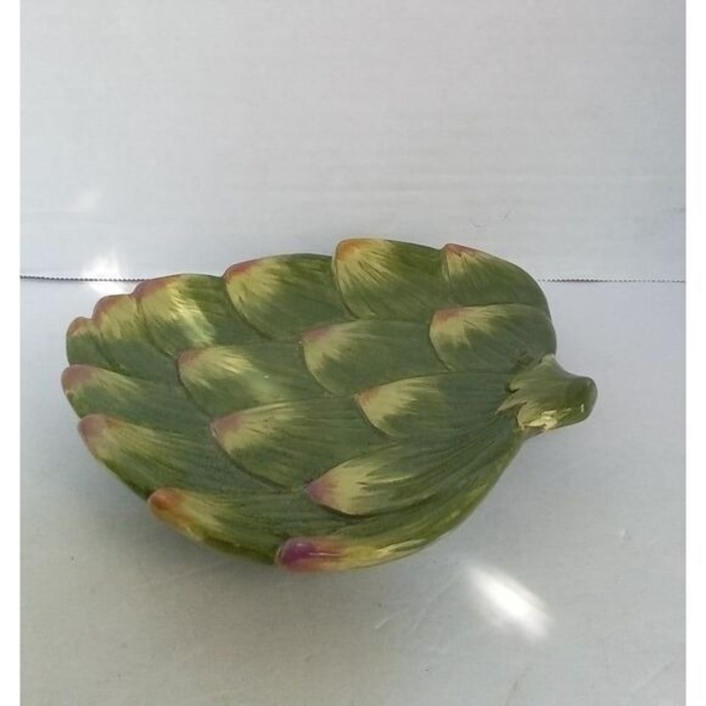 Decorative‎ Ceramic Artichoke Serving Bowl Green Vegetable Shaped Kitchen Decor